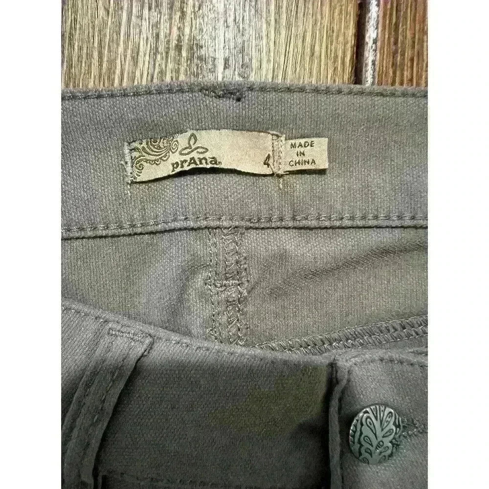 Prana Brenna Moto Pants Sz 4 Skinny Stretch Olive Green